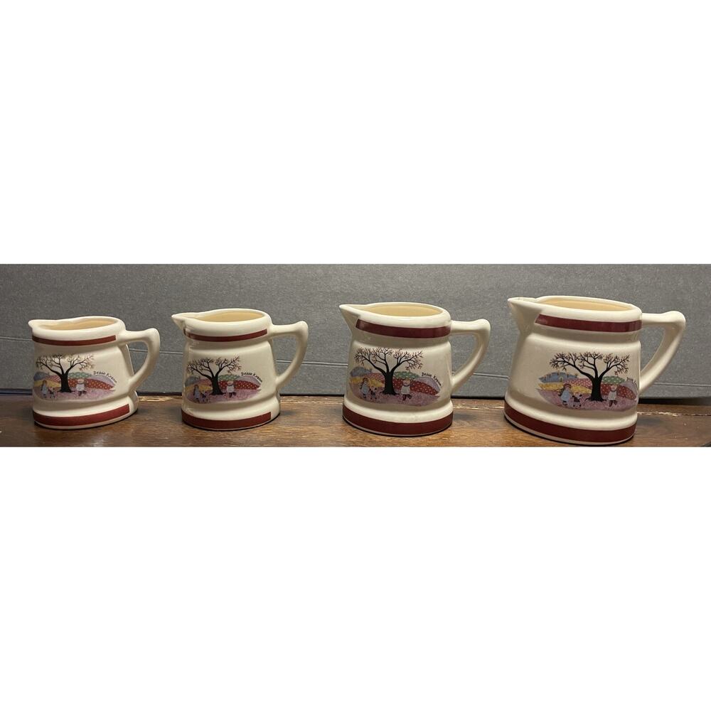 Set of 4 Creamer Measuring Cups By Debbie Kingston Country Farmhouse Taiwan Made